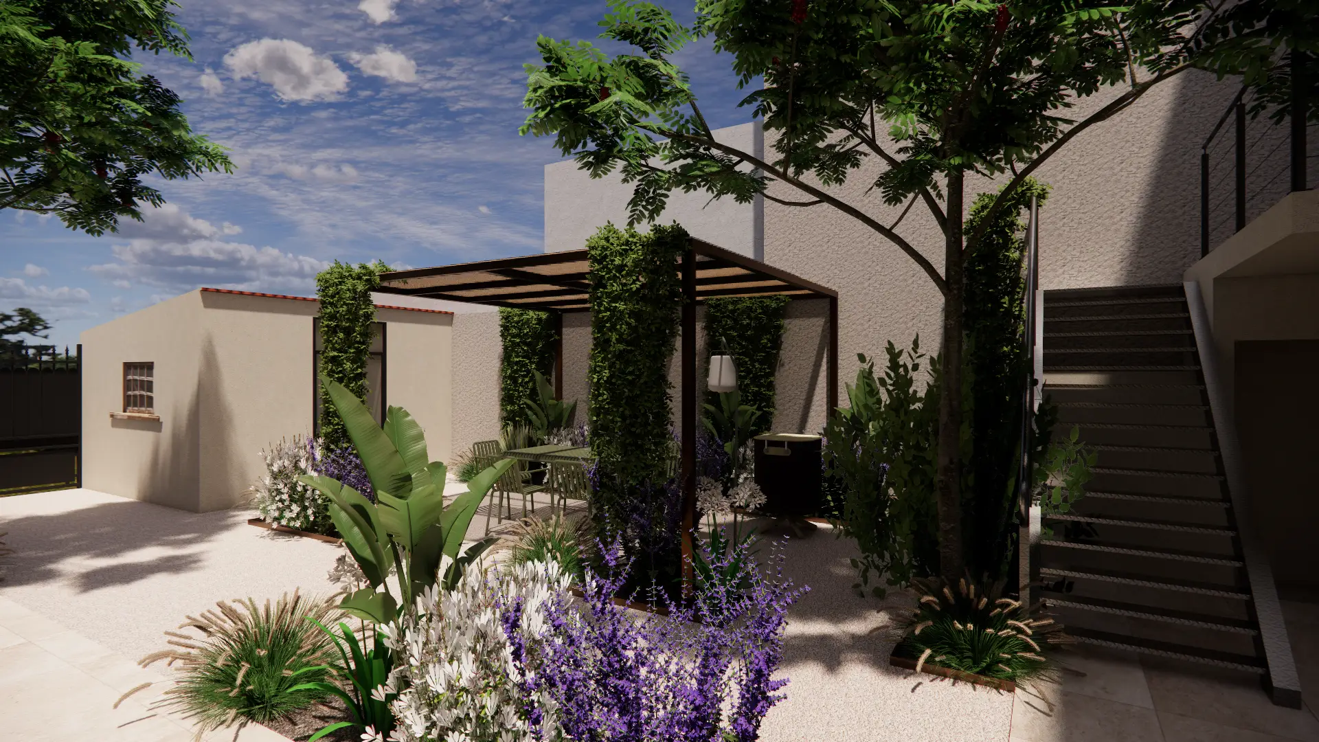 Melina Scalici, Conceptrice Paysagiste, présente sa carte Femme souriante présentant une carte de visite blanche et translucide avec le logo d'une feuille et le texte "MELINA SCALICI CONCEPTRICE PAYSAAGISTE".