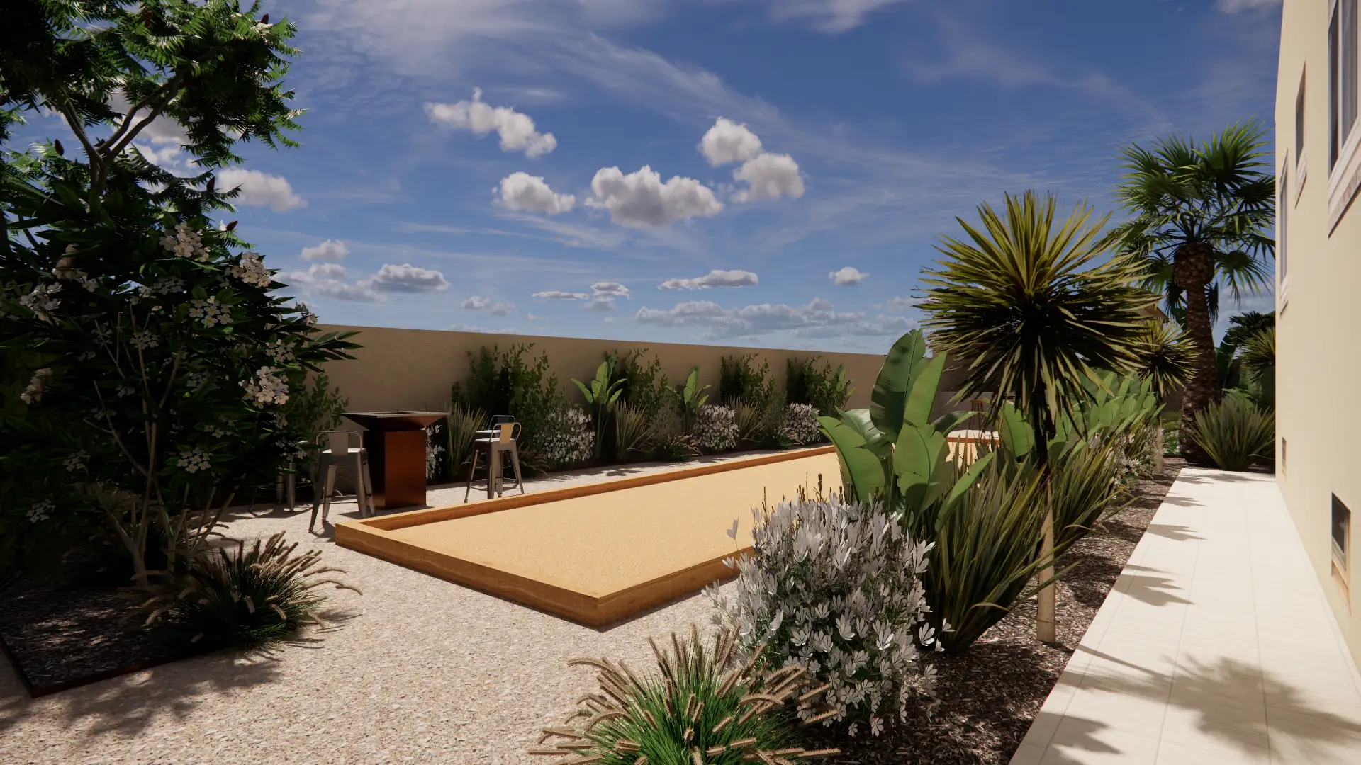 Melina Scalici, Conceptrice Paysagiste, présente sa carte Femme souriante présentant une carte de visite blanche et translucide avec le logo d'une feuille et le texte "MELINA SCALICI CONCEPTRICE PAYSAAGISTE".